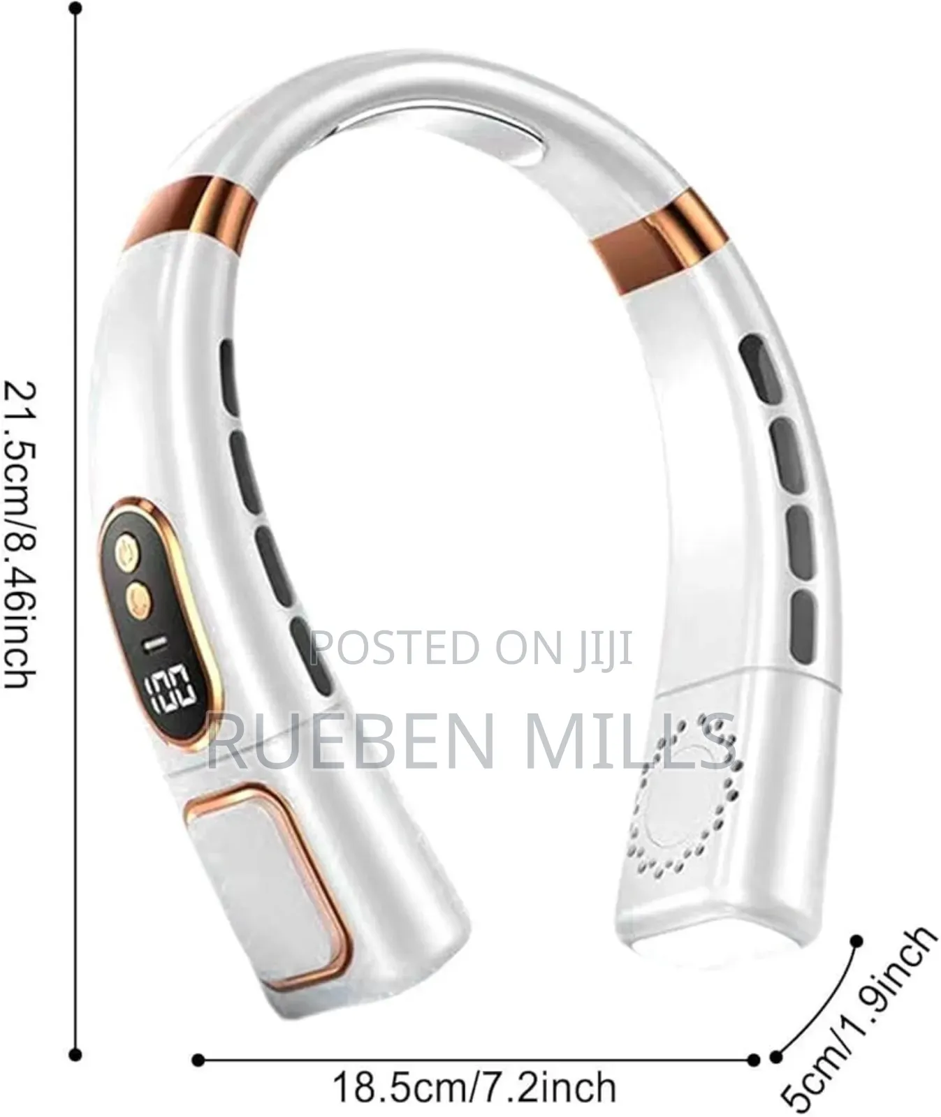 5 Wind Power High Capacity Battery White Fashion Neck Fan