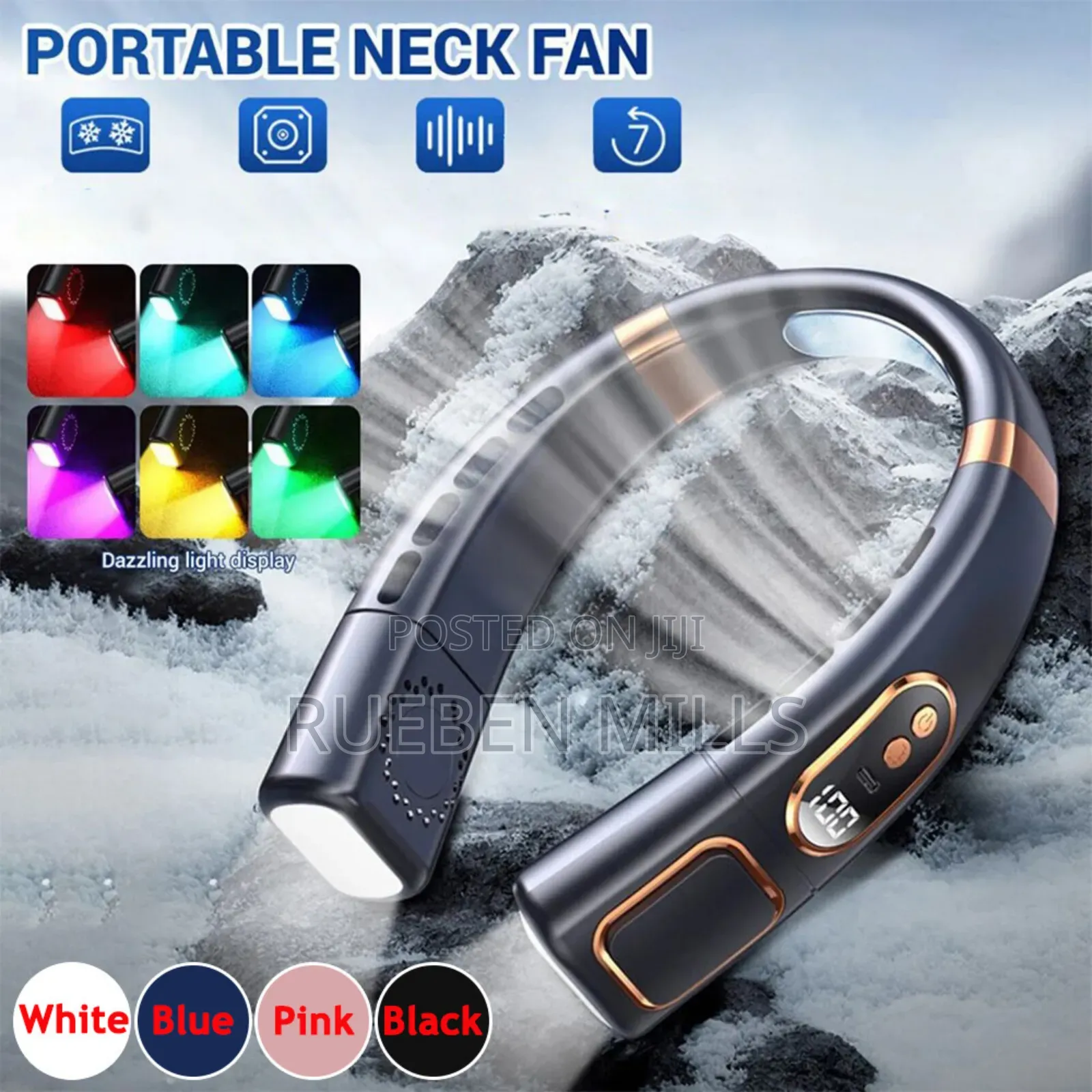 Phantom Black Executive Five Speed Levels High Power Fashion Neck Fan