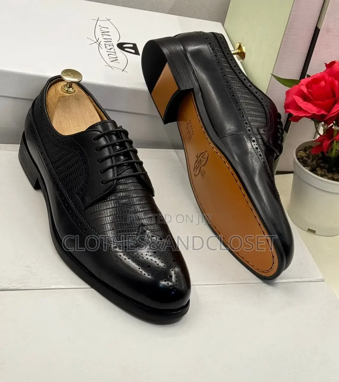 J.M. Weston Black Leather Men's Dress Shoes