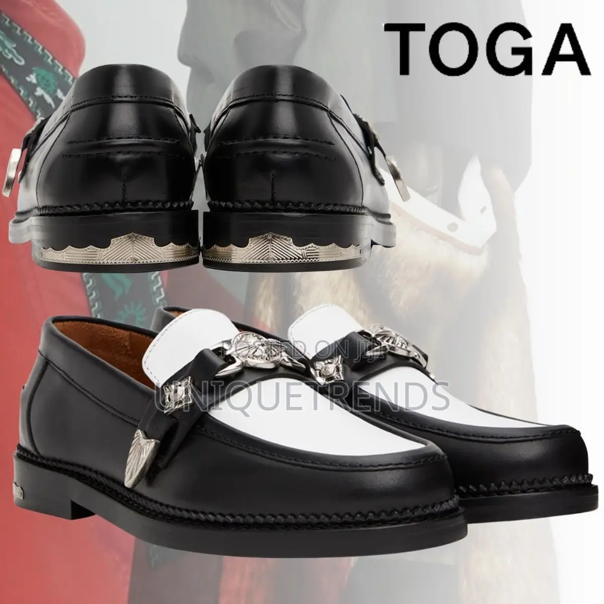 Toga Virilis Exclusive Black and White Leather Loafers