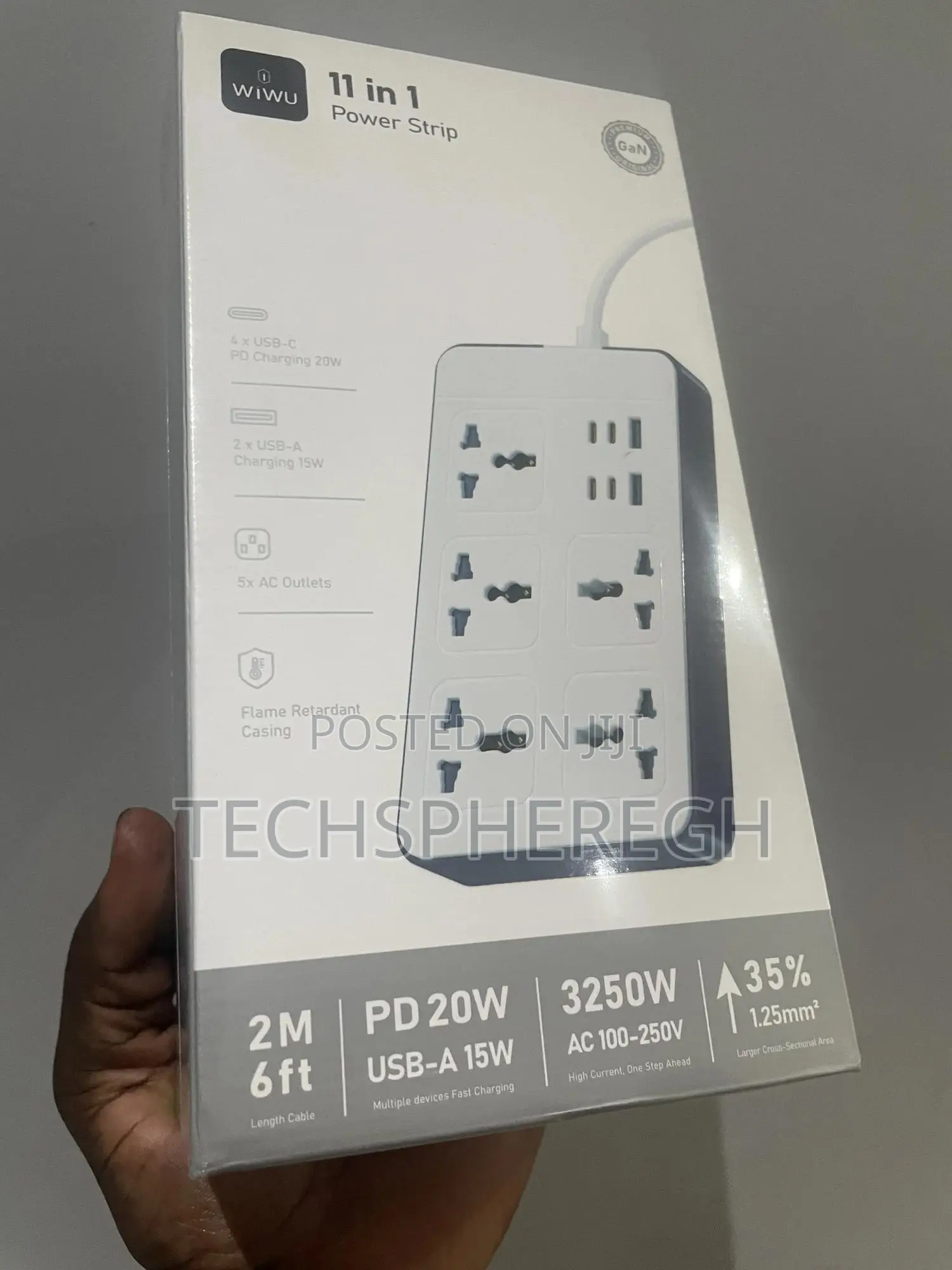 Wiwu 11-in-1 Gan Power Strip - 20w Pd Fast Charger Extension -new