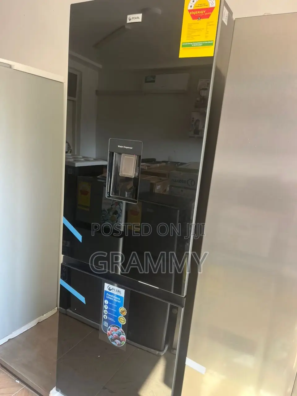 Pearl Glass Door Bottom Freezer Refrigerator With Water Dispenser