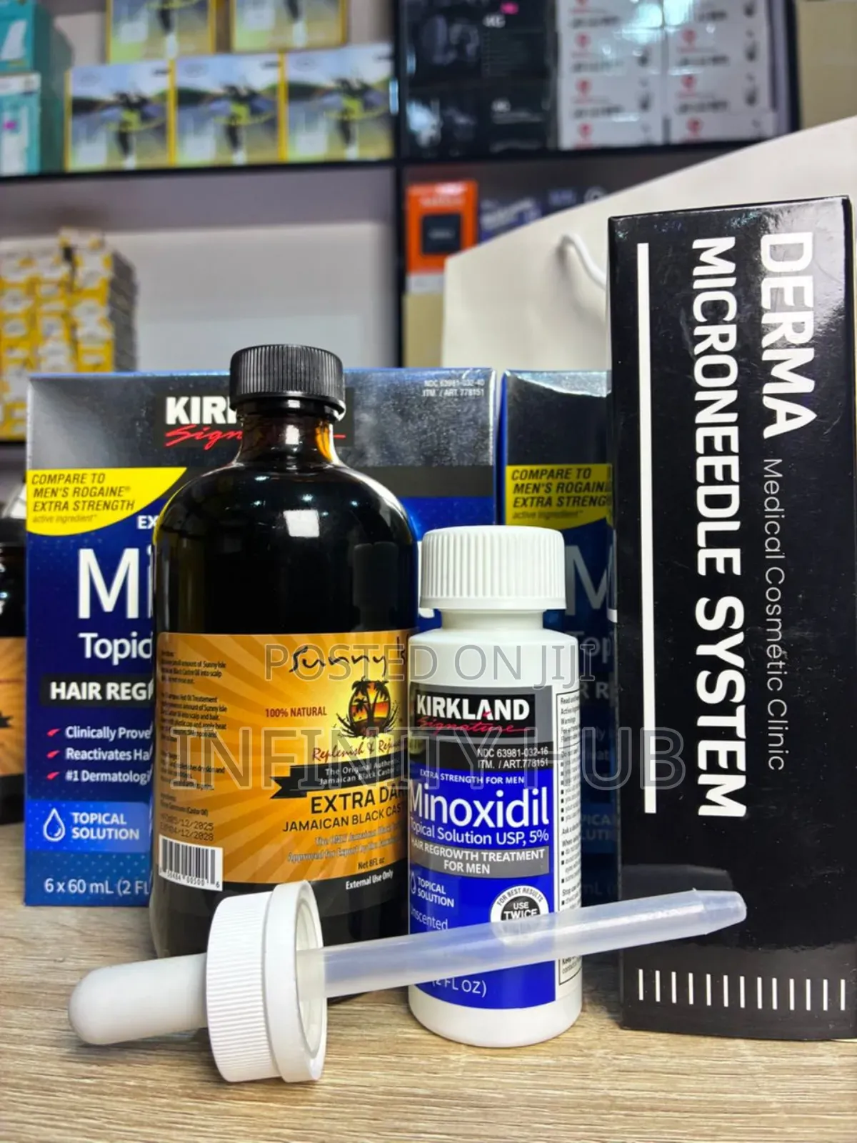 Kirkland Minoxidil ,Castar Oil Large and Derma Stamp