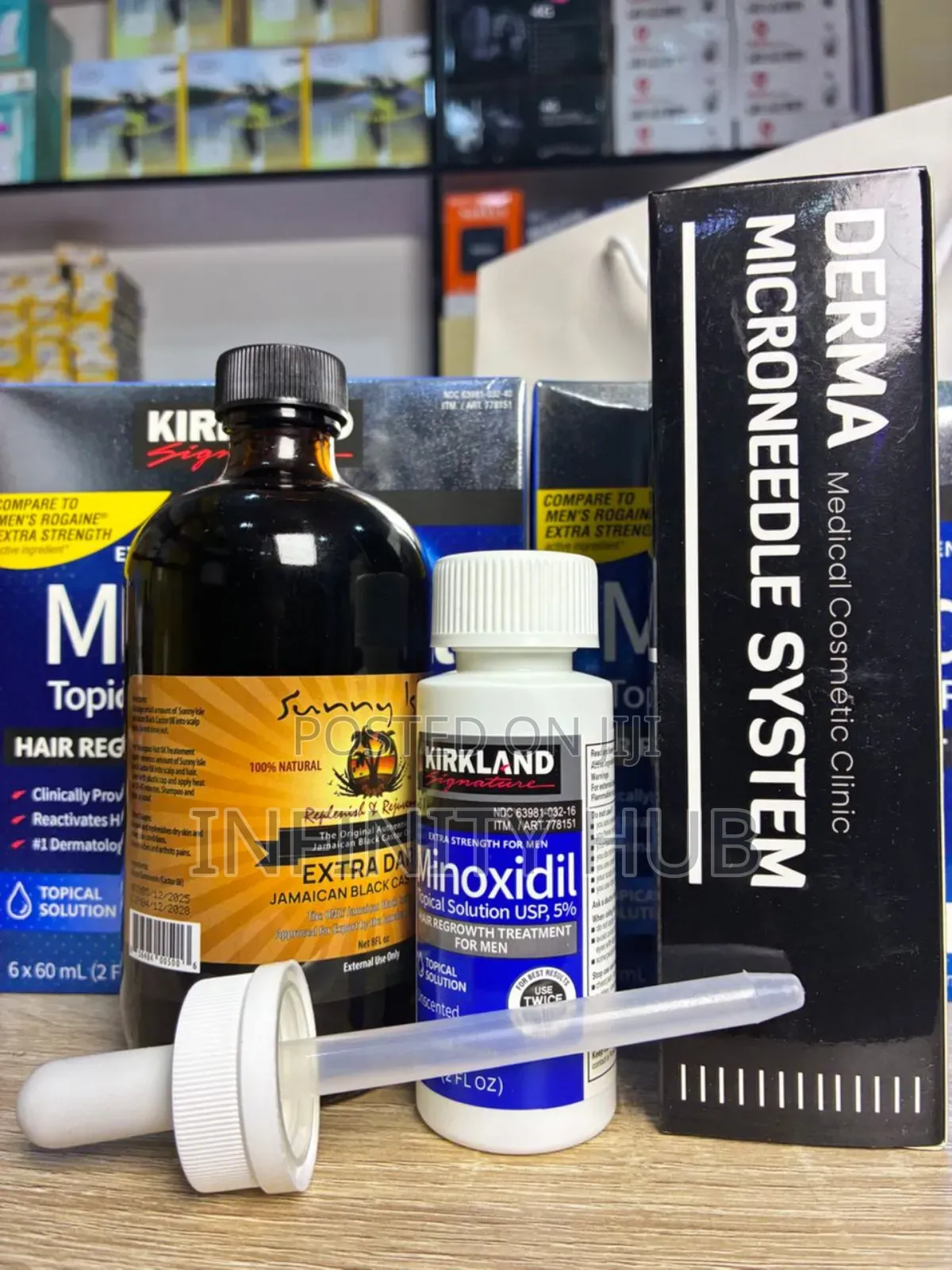 Kirkland Minoxidil ,Castar Oil Large and Derma Stamp