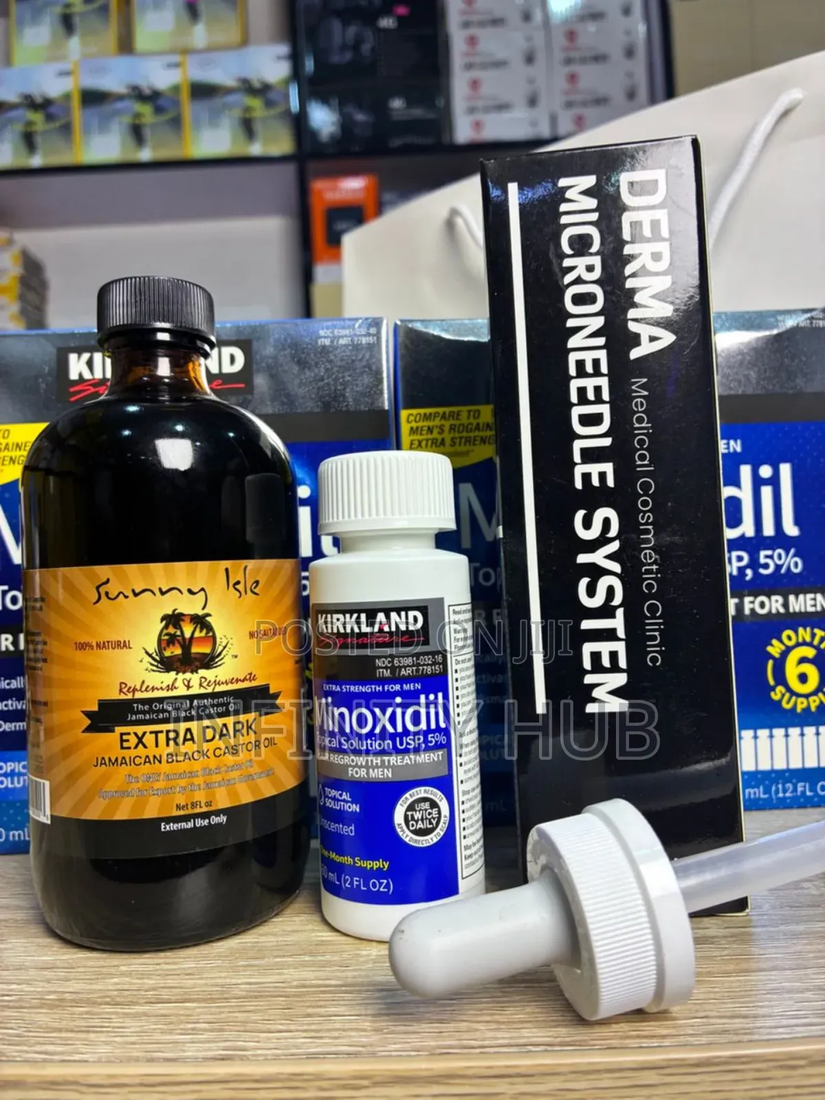 Kirkland Minoxidil ,Castar Oil Large and Derma Stamp