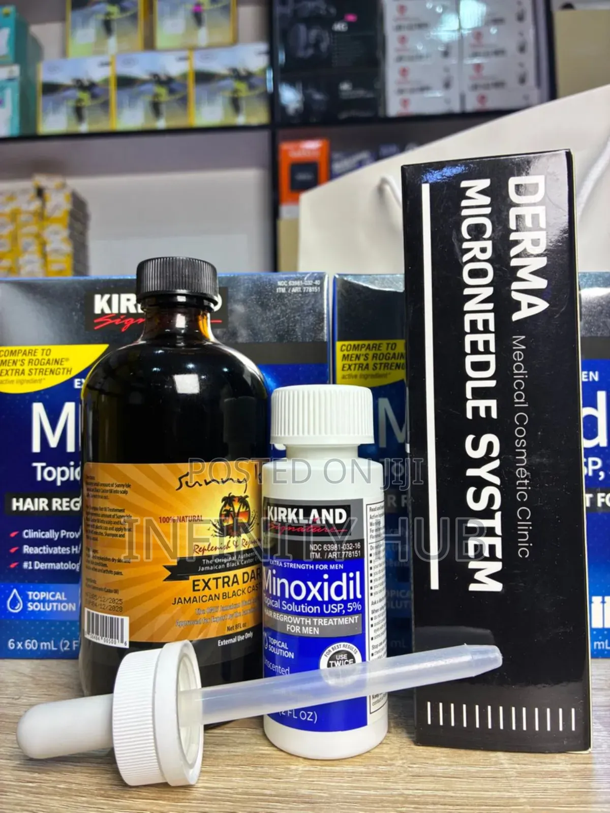 Kirkland Minoxidil ,Castar Oil Large and Derma Stamp