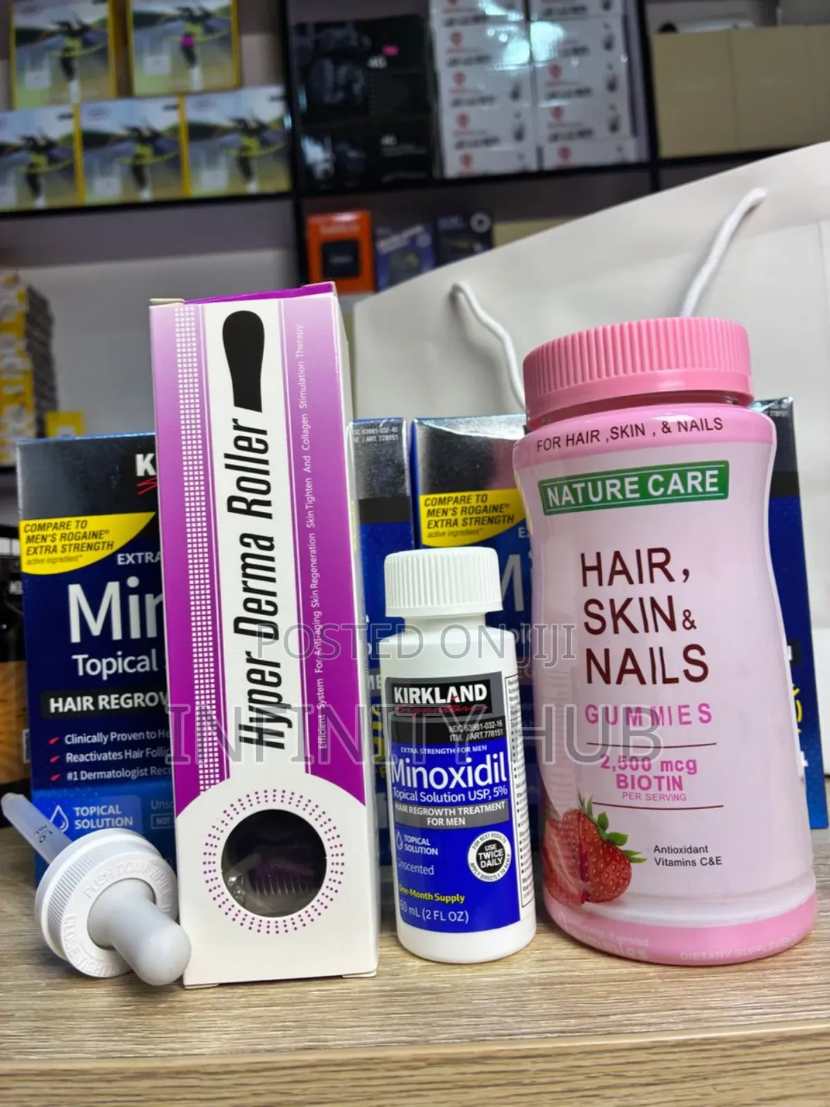 Kirkland Minoxidil, Derma Roller and Gummies