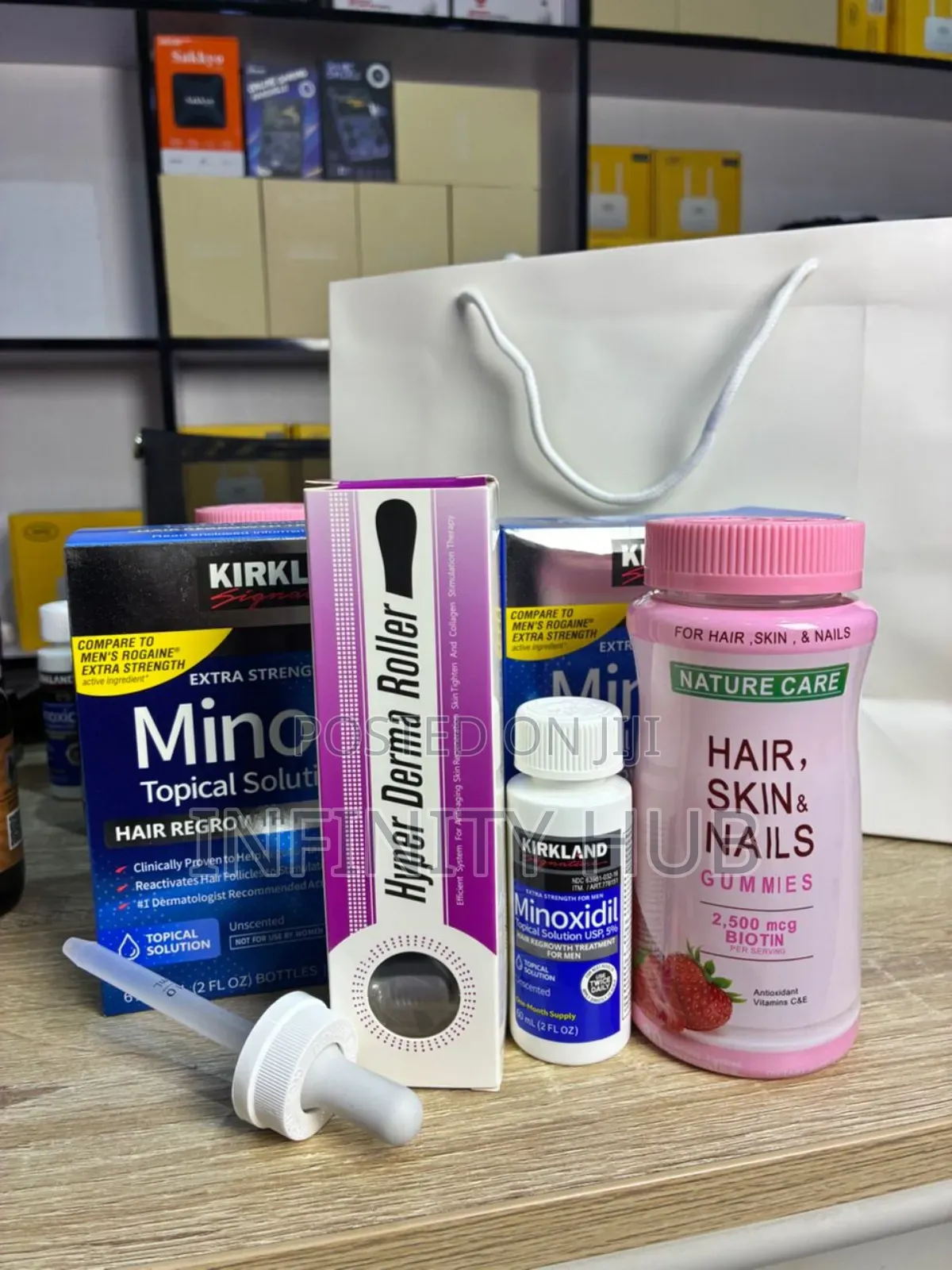 Kirkland Minoxidil, Derma Roller and Gummies