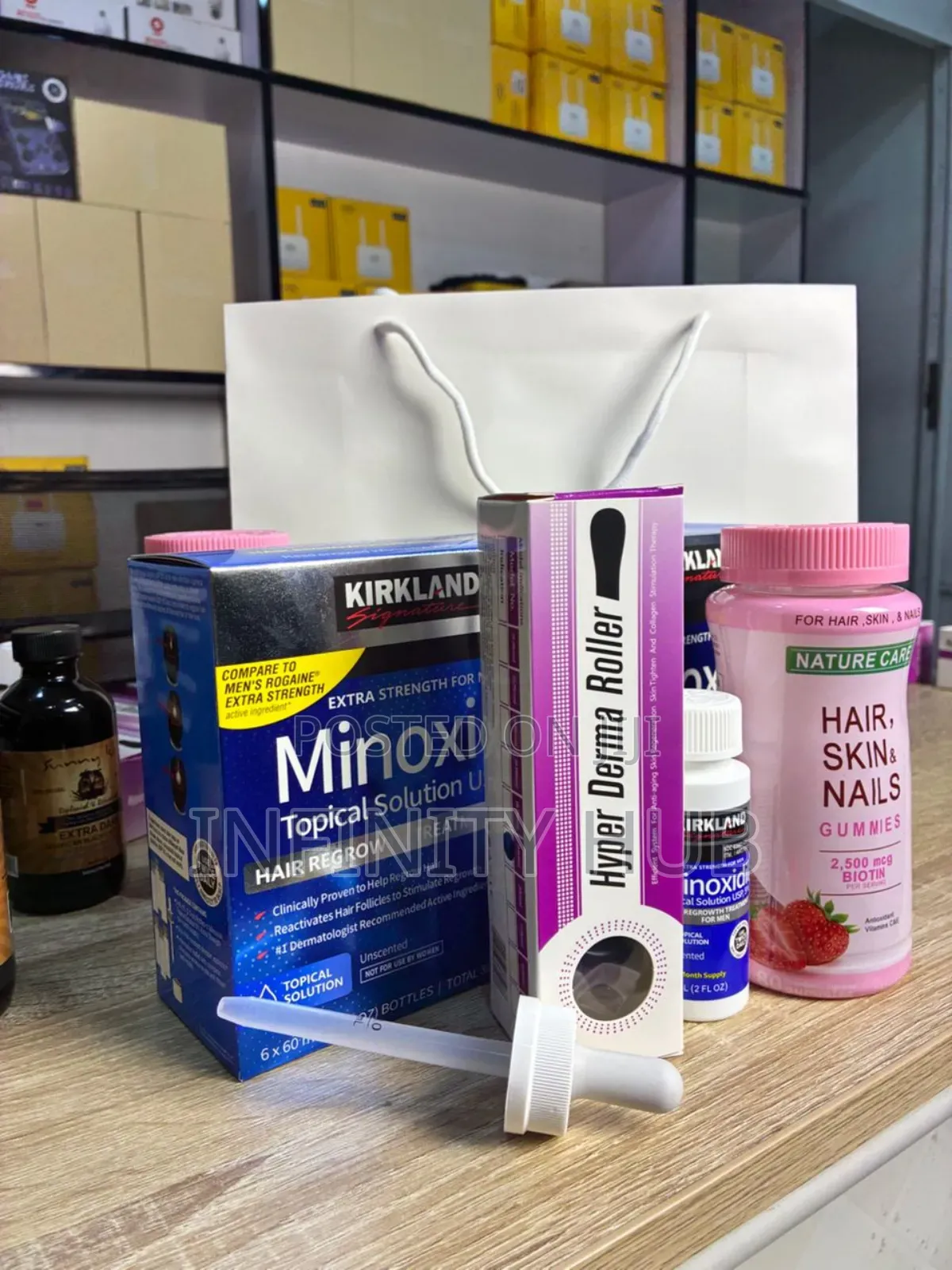 Kirkland Minoxidil, Derma Roller and Gummies