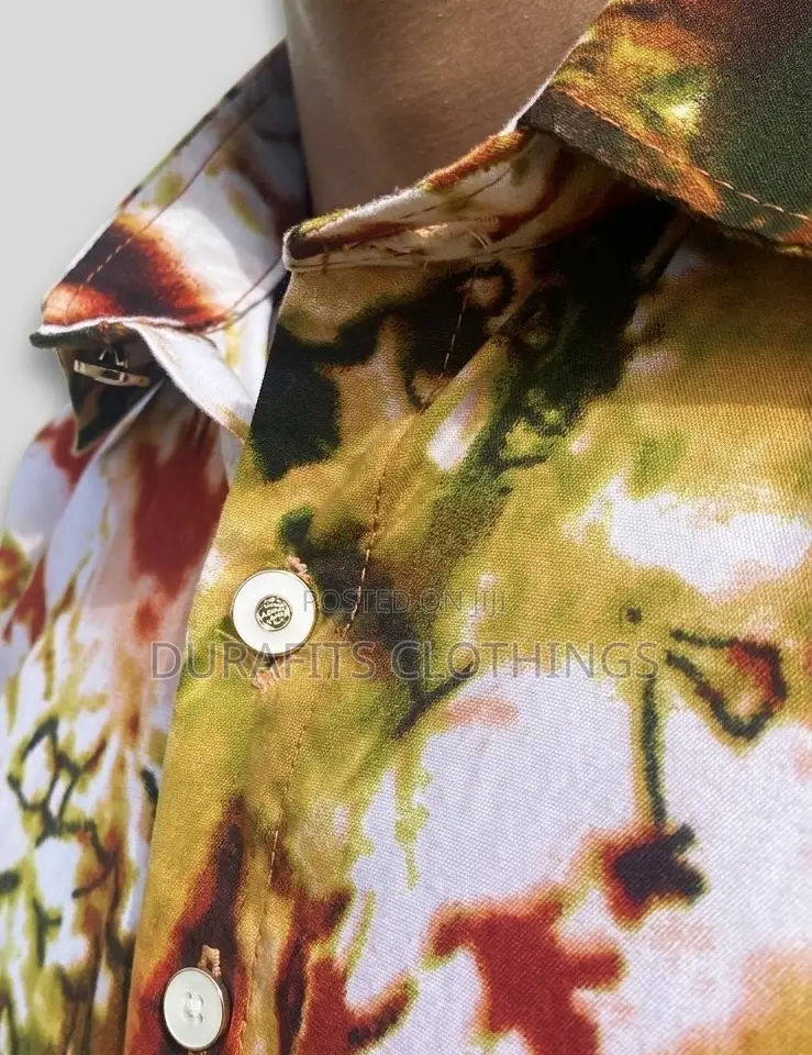 Men’S Handmade Batik Short Sleeve Button-Down Shirt