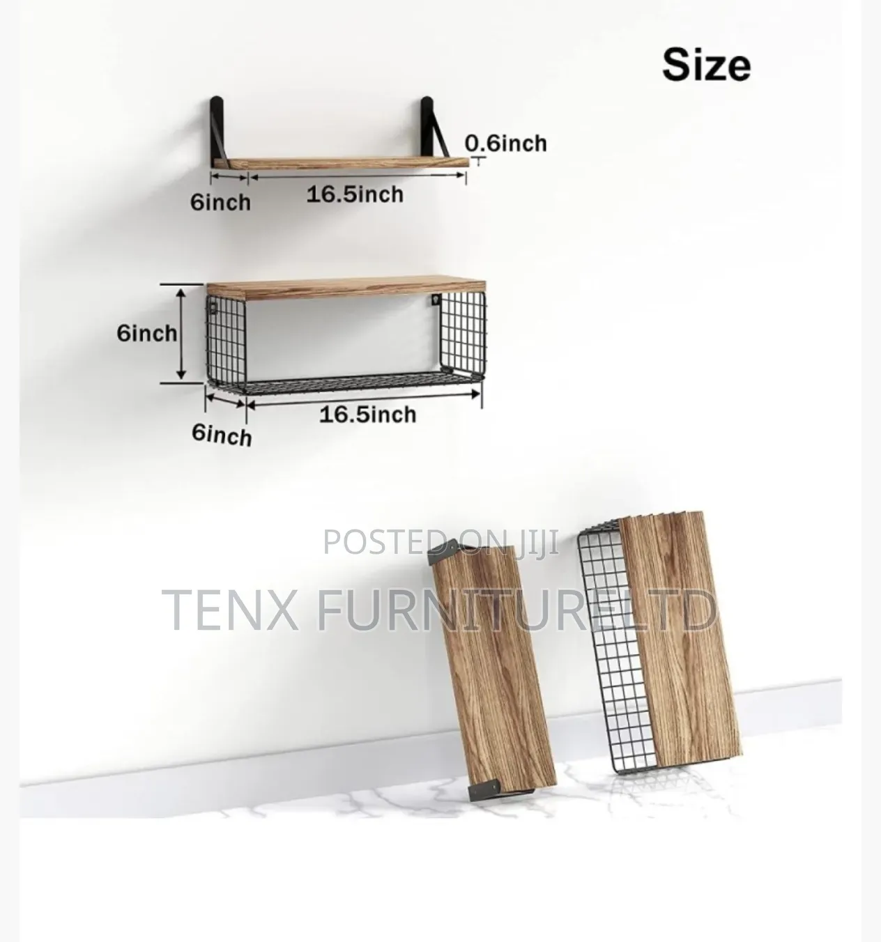 Floating Shelves Iron Rack Organizer Shelf - Brown