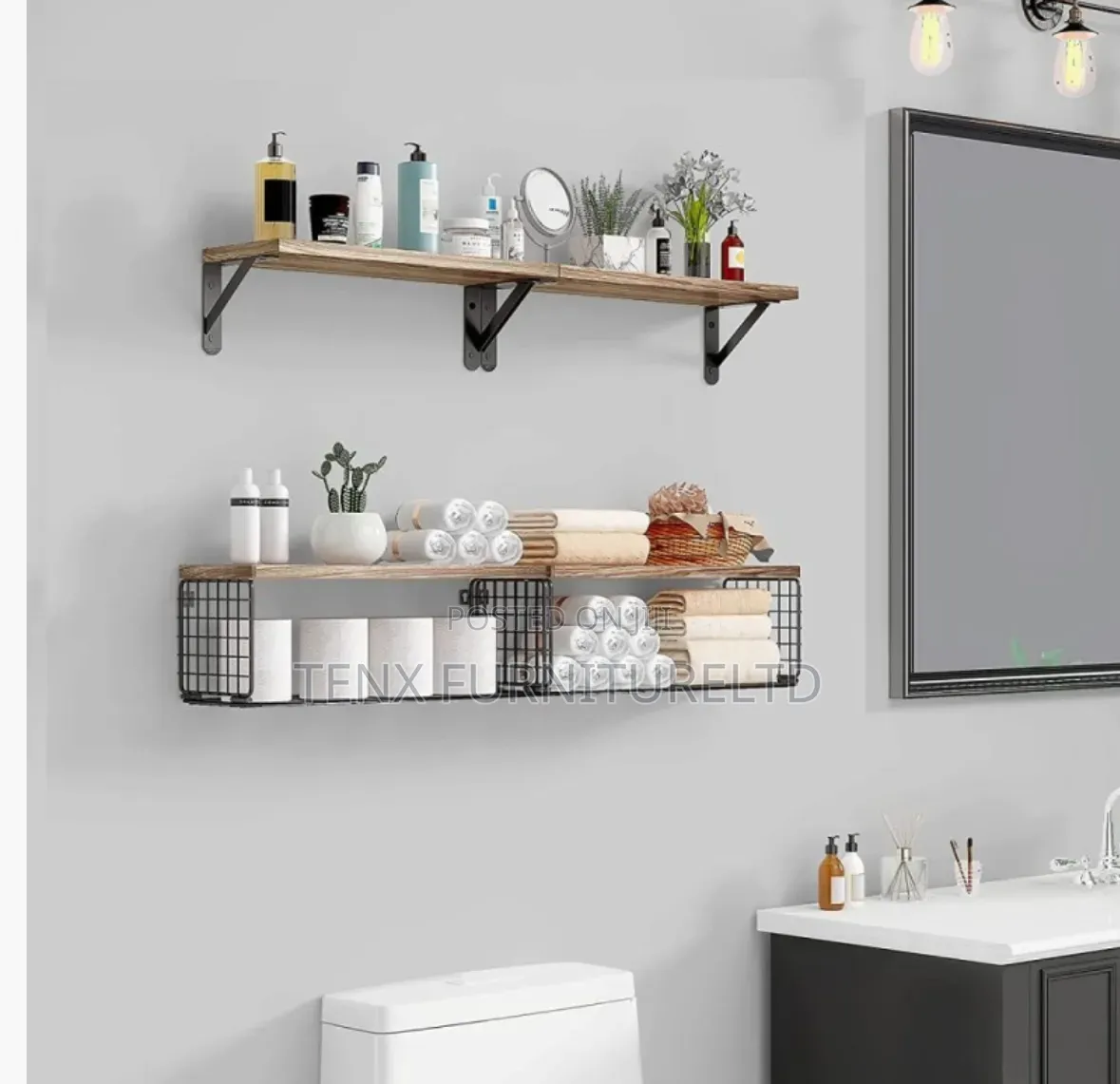 Floating Shelves Iron Rack Organizer Shelf - Brown