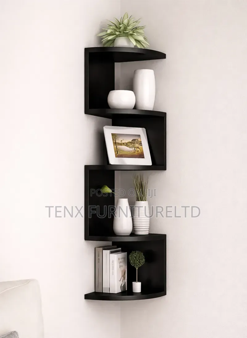 Wall Corner Bookshelf Storage Rack, Potted Plant Holder, Photo Frame