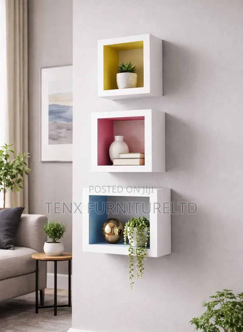 3pcs Vertical Stacked Square Wall-Mounted Shelves,