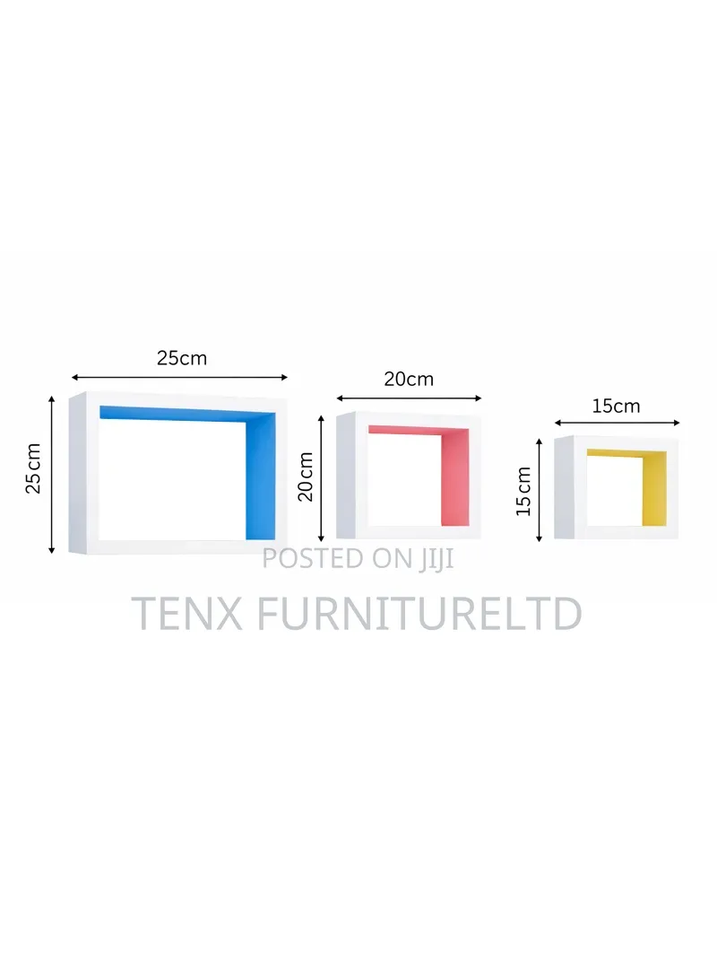 3pcs Vertical Stacked Square Wall-Mounted Shelves,