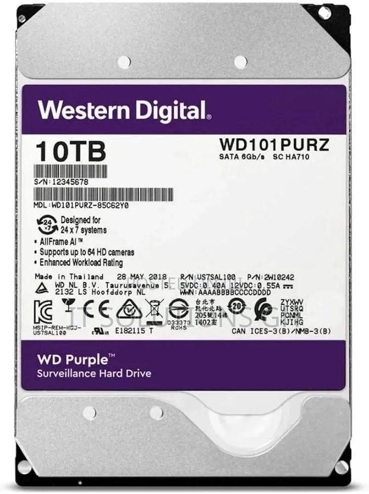 Wd Purple 10tb Surveillance Hard Disk Drive - 5400 RPM Class