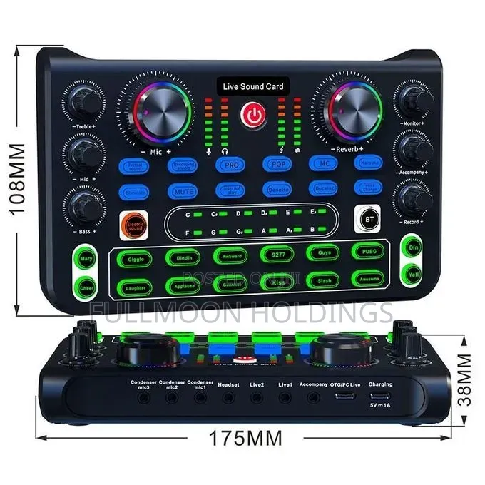 X60 Live Sound Card With 3 Microphone Input Podcast Recording