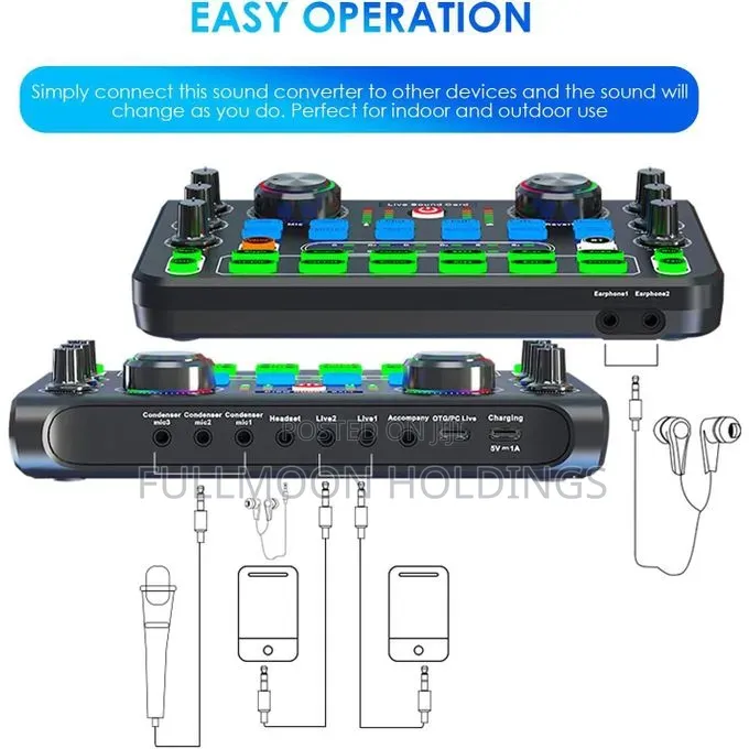 X60 Live Sound Card With 3 Microphone Input Podcast Recording