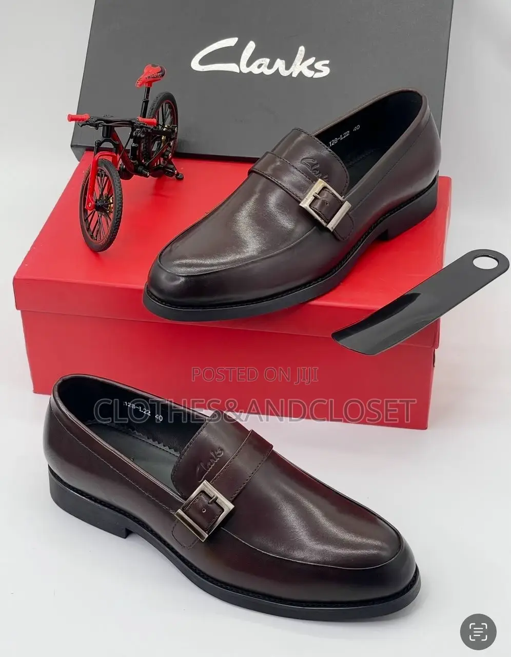 Men's Brown Leather Side Buckle Loafers