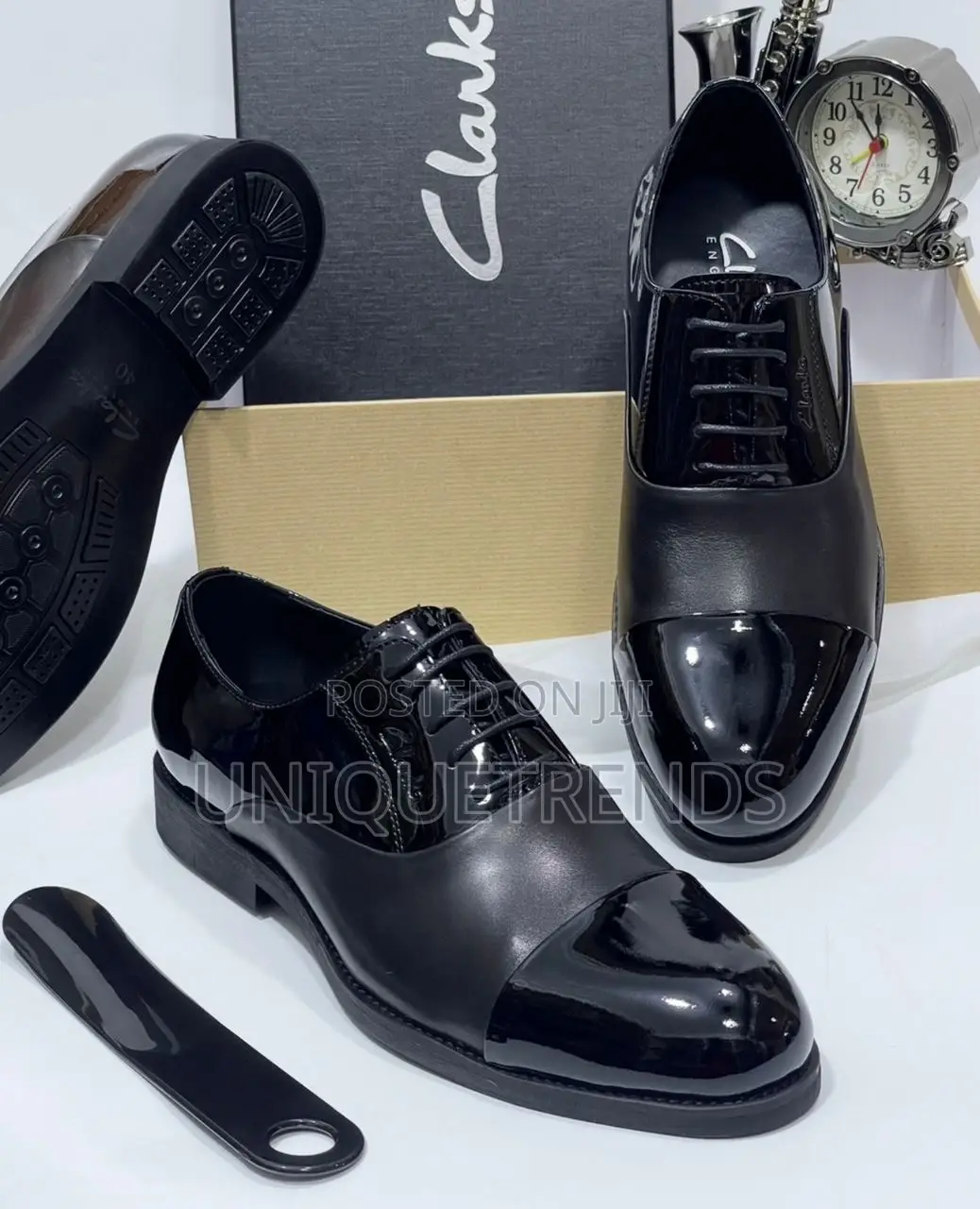 Quality Clarks Patent Leather Shoes (Black)