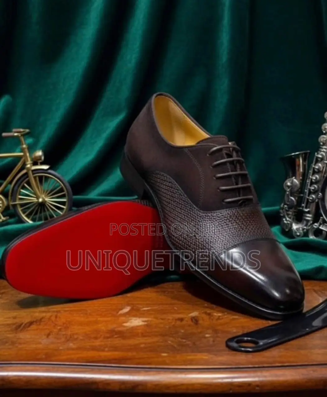 Christian Louboutin Leather-Trimmed Suede Oxfords Shoes