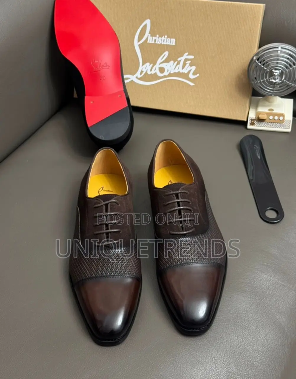 Christian Louboutin Leather-Trimmed Suede Oxfords Shoes