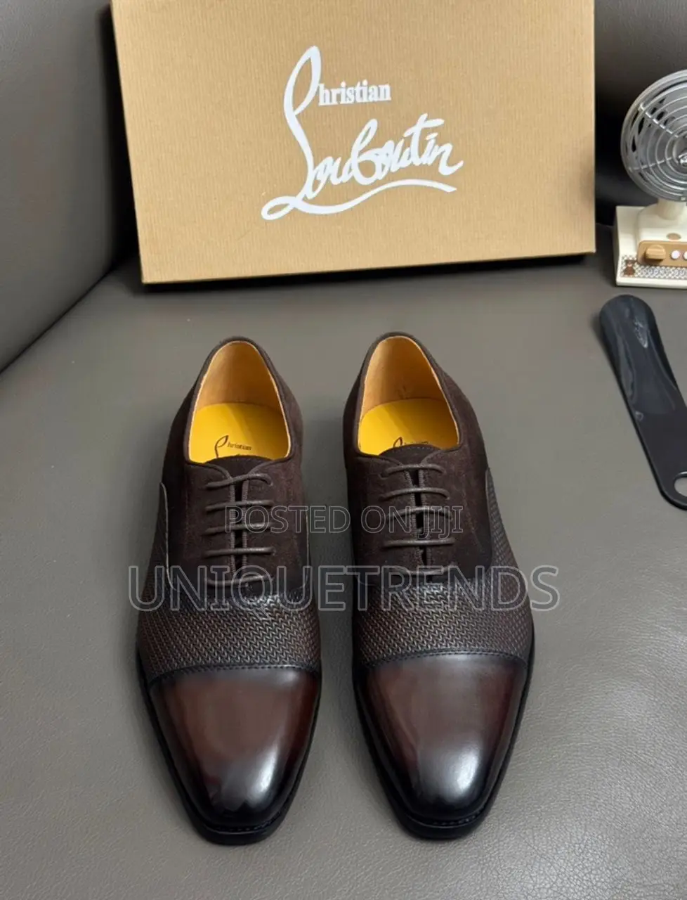 Christian Louboutin Leather-Trimmed Suede Oxfords Shoes