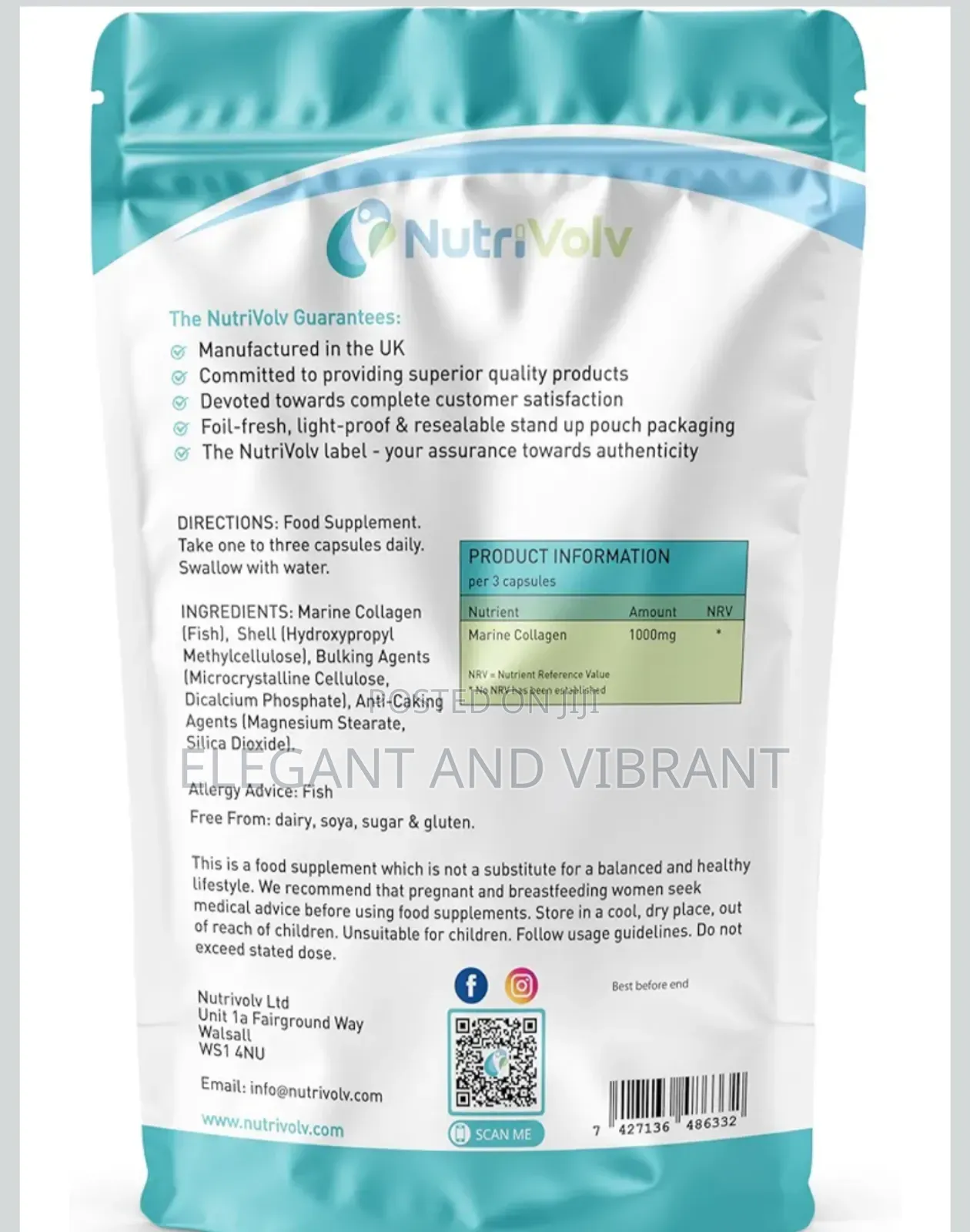 Collagen Marine (1000mg) Skin , Anti Ageing, Tissue, Joints, Muscles
