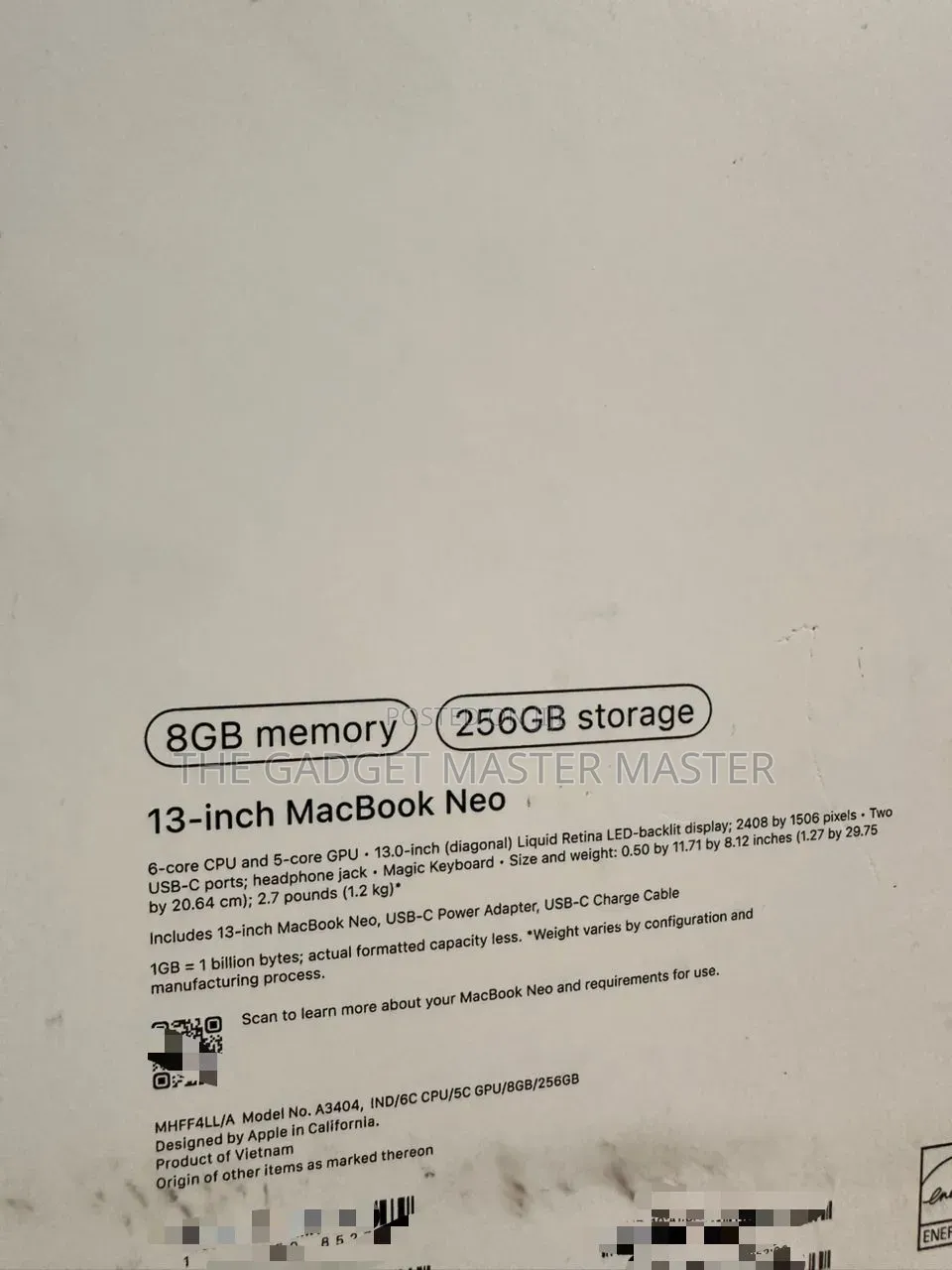 New Laptop Apple MacBook Neo 2026 8GB SSD 256GB