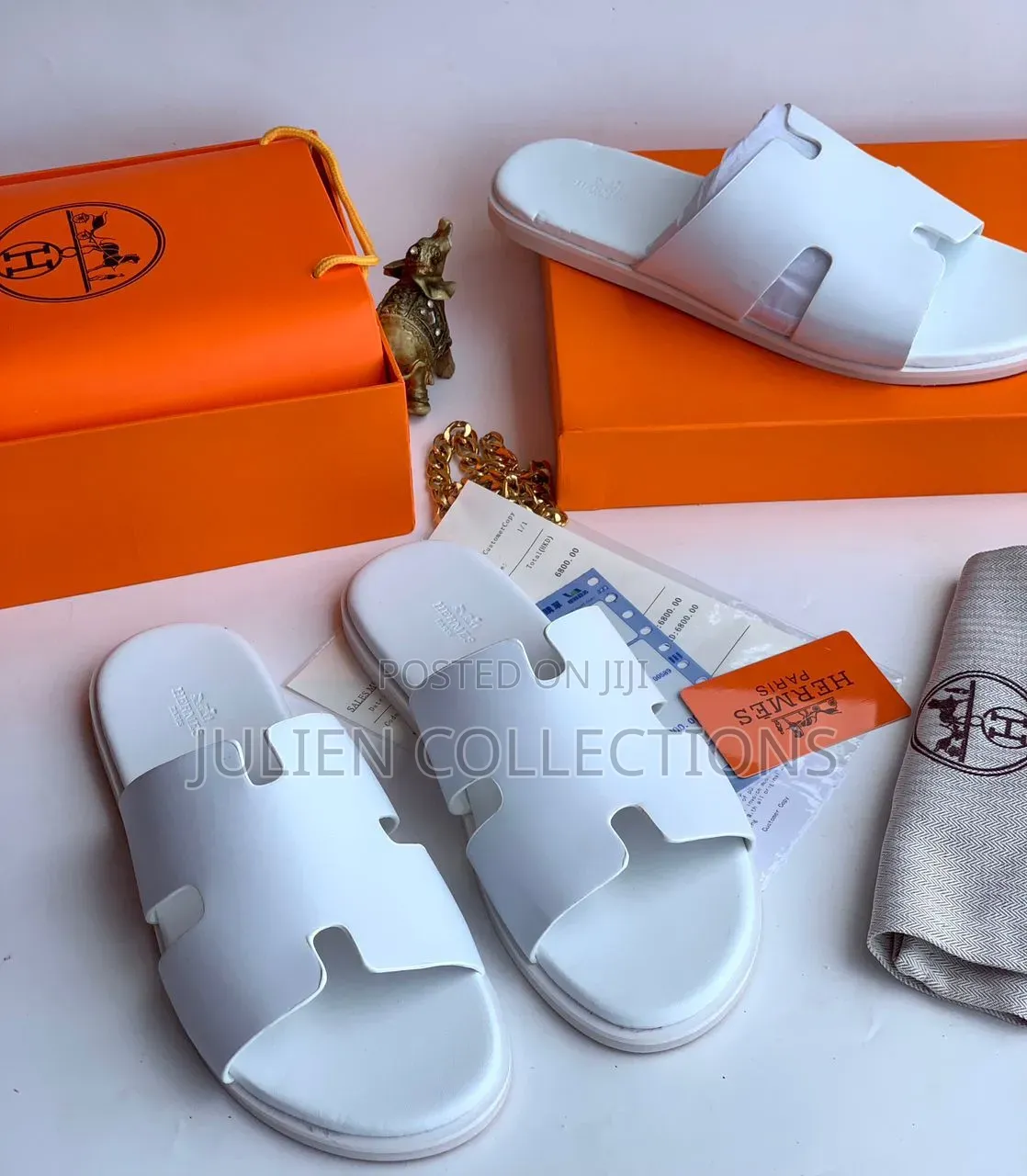 Hermes White Leather