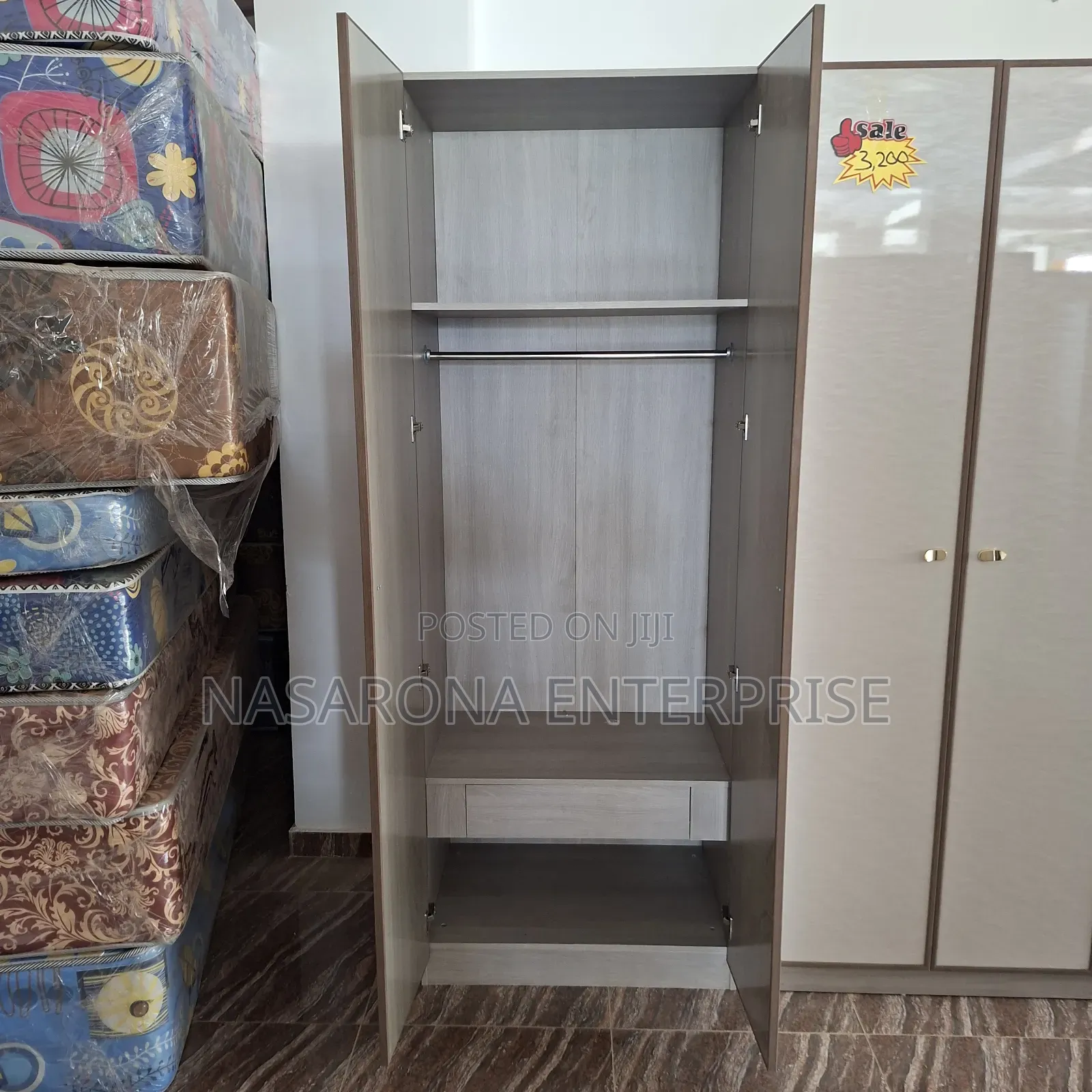 2 Door Single Wardrobe 80x55x220cm Kmo2-G-02