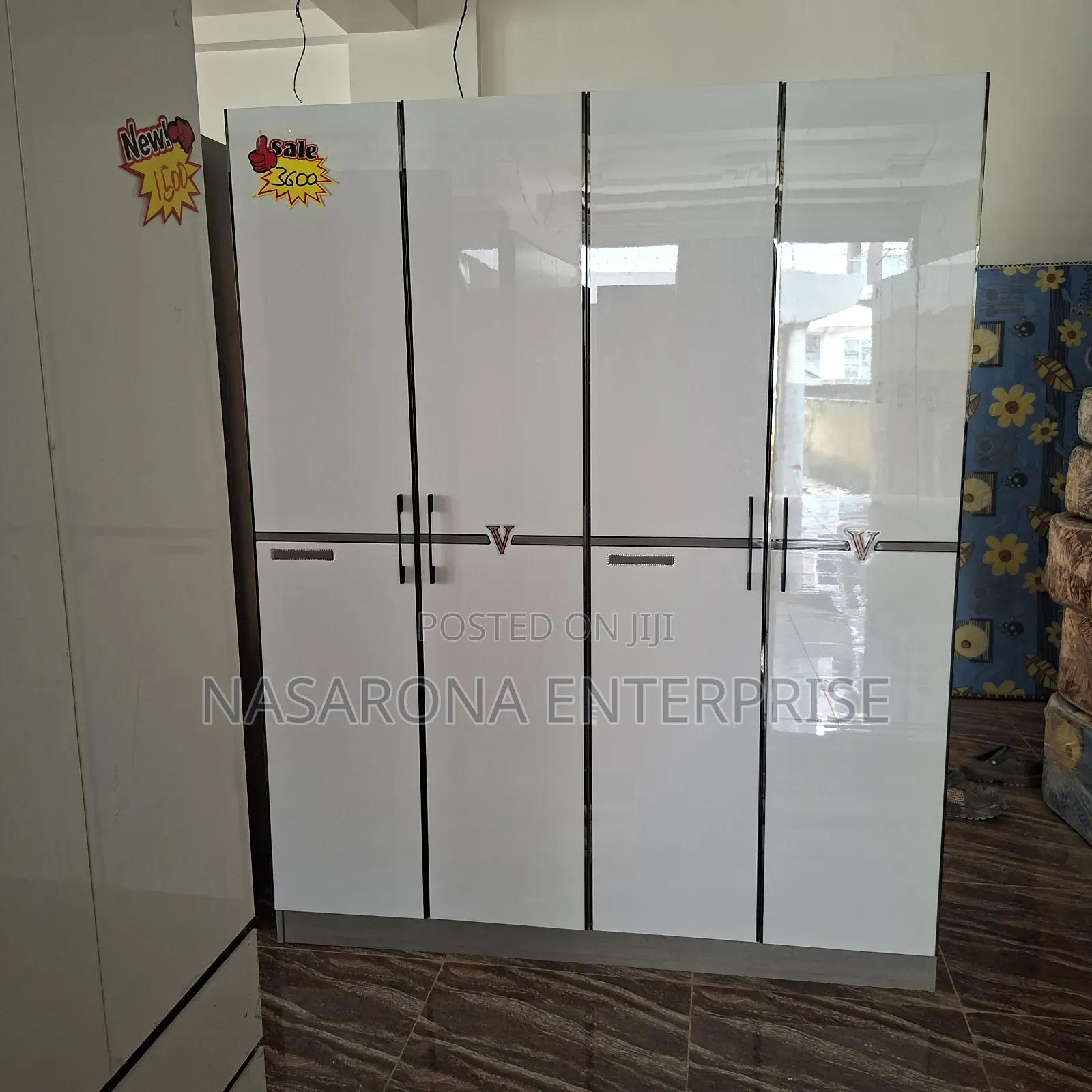 High Gloss 4 Door Double Wardrobe 160x55x200cm a-17