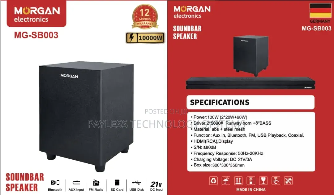 Morgan 30000watt Soundbar With Subwoofer