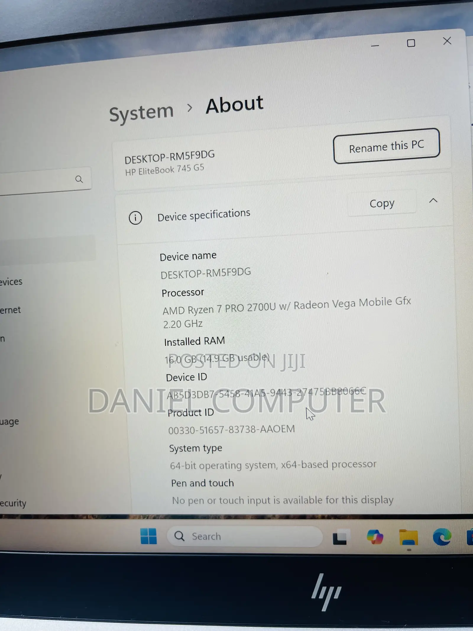 Laptop HP EliteBook 745 G6 16GB AMD Ryzen 7 SSD 256GB