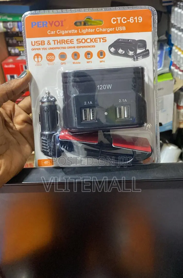 Pervoi CTC-619 Car Cigarette Lighter Charger Usb