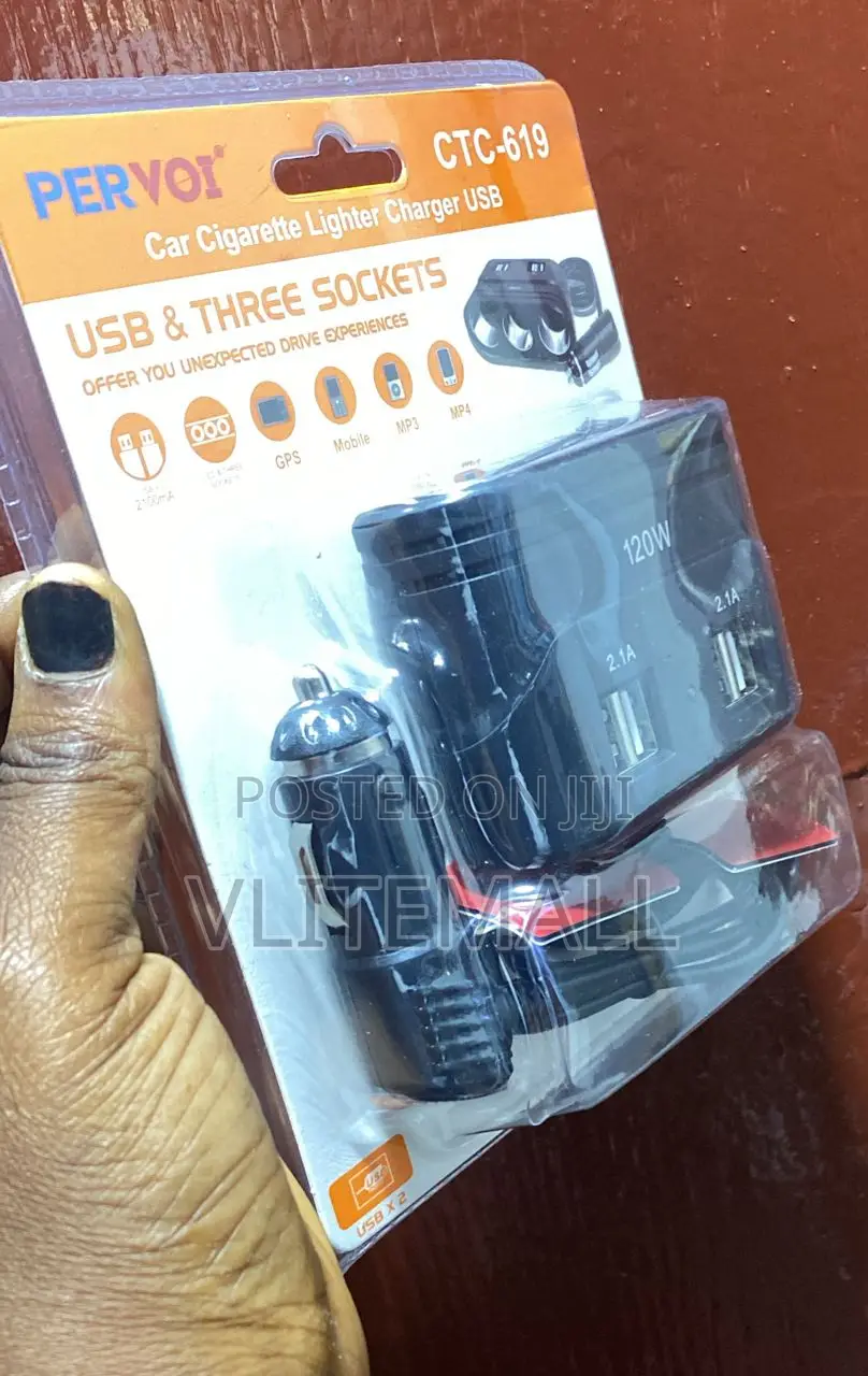 Pervoi CTC-619 Car Cigarette Lighter Charger Usb
