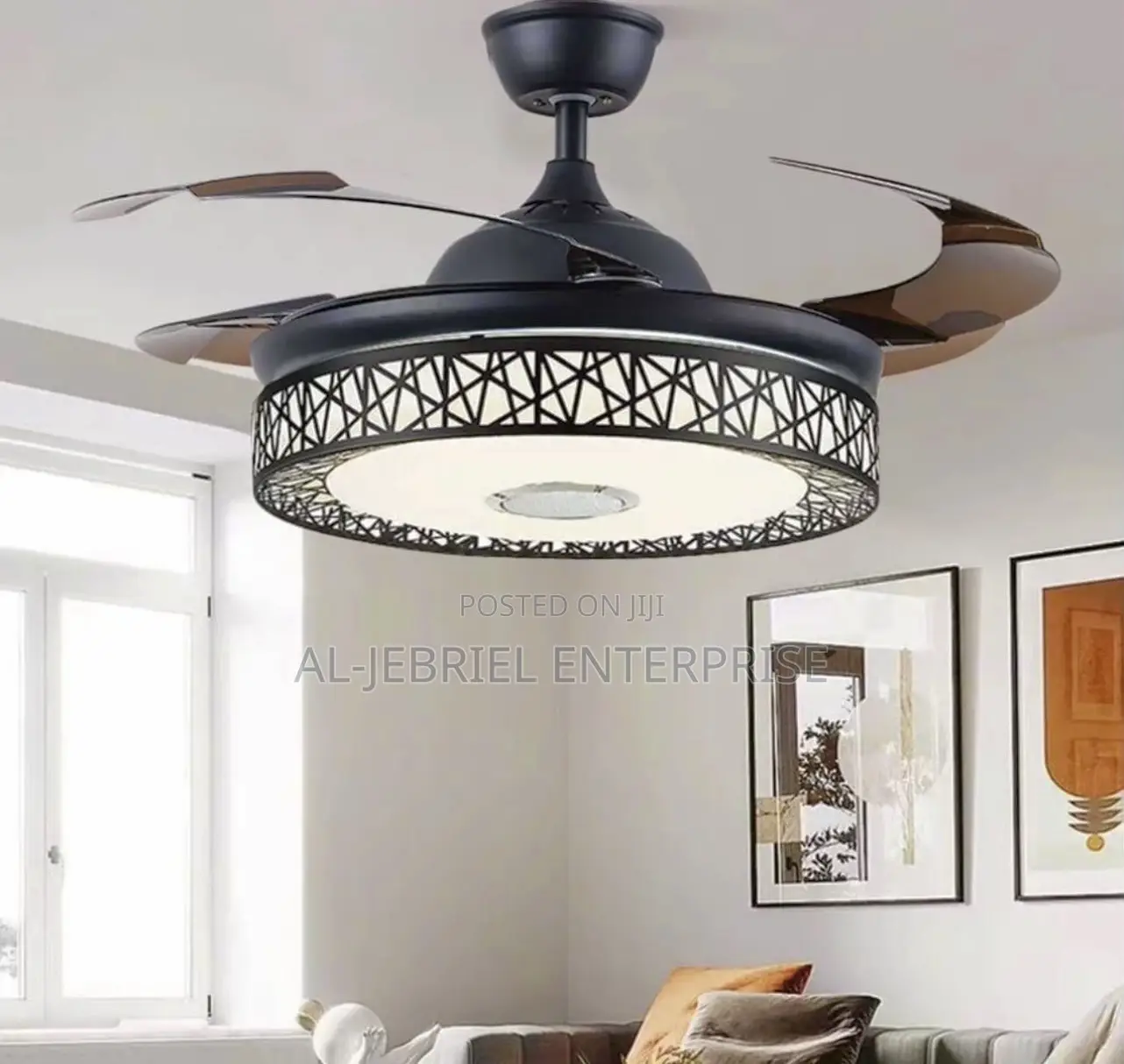 Ceiling Fan With Light,Invisible Blade,Bt Speaker And Remote