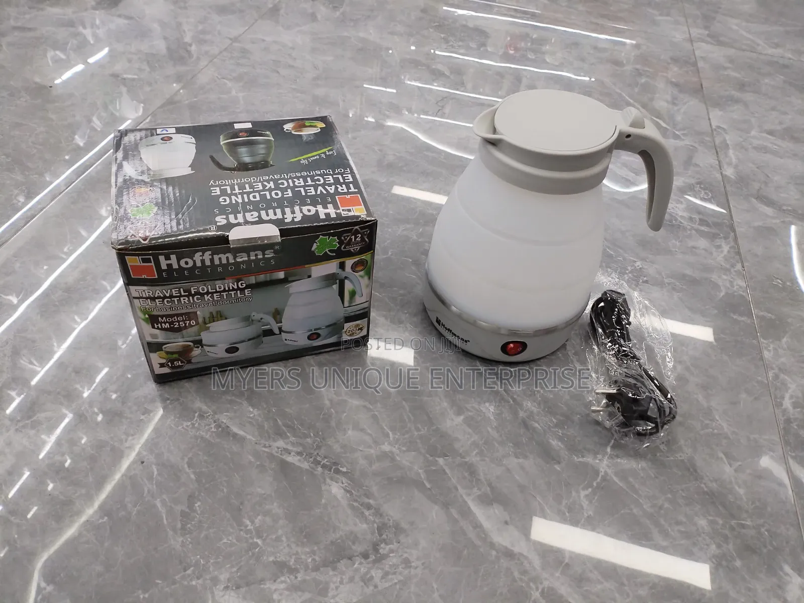 Black/White Foldable Kettle 1.5l