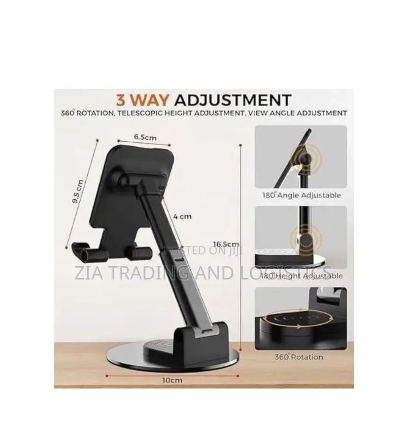 Universal Metal Desktop Stand -360o Rotatable Foldable Phone Holder