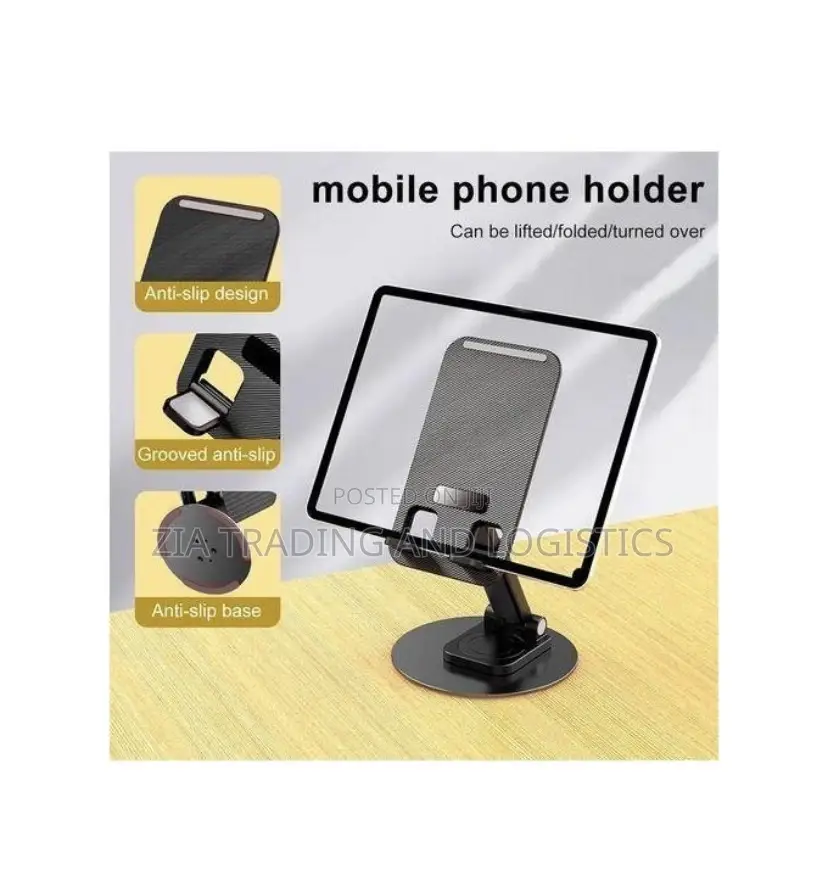 Universal Metal Desktop Stand -360o Rotatable Foldable Phone Holder