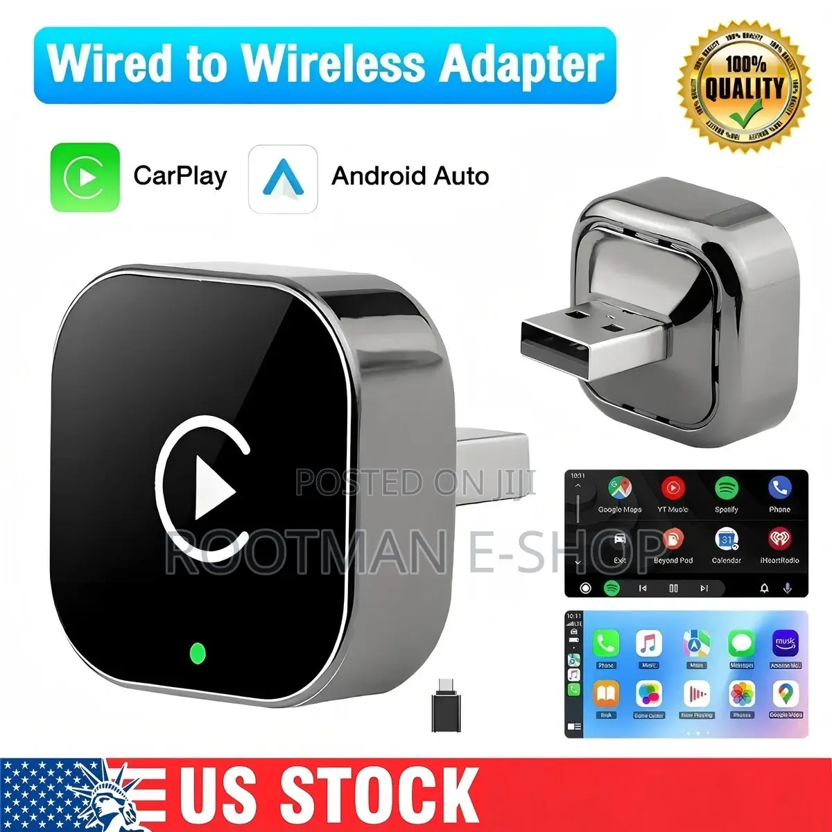 2-in-1 Wireless Carplay and Auto Adapter, Bt5.0, Oem Button Control