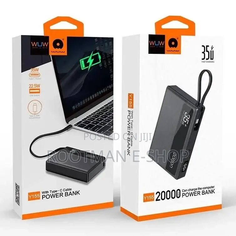 Power Bank 20000mah Pd35w Fast Charging Black - Wuw Y155