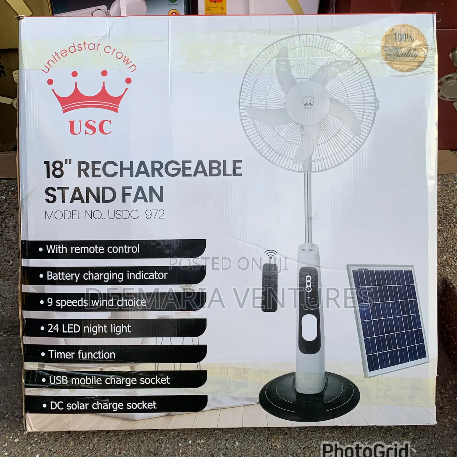 United Star Crown 18 Inches Rechargeable Standing Fan