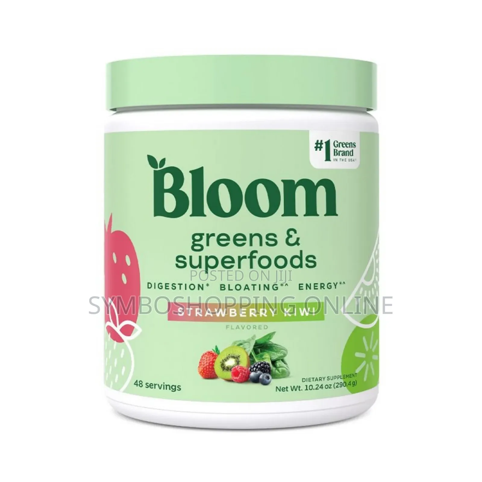 Bloom Nutritional Greens Superfoods Powder, Strawberry Kiwi.