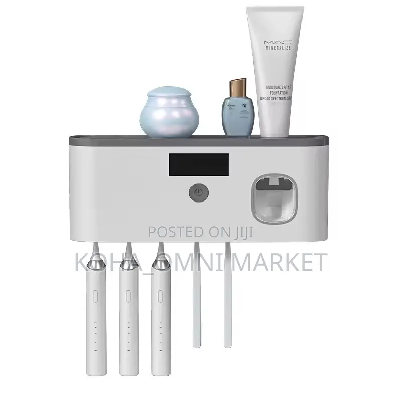 Smart Wall-Mount Toothbrush Holder + Sterilizer+ Toothpaste Dispenser