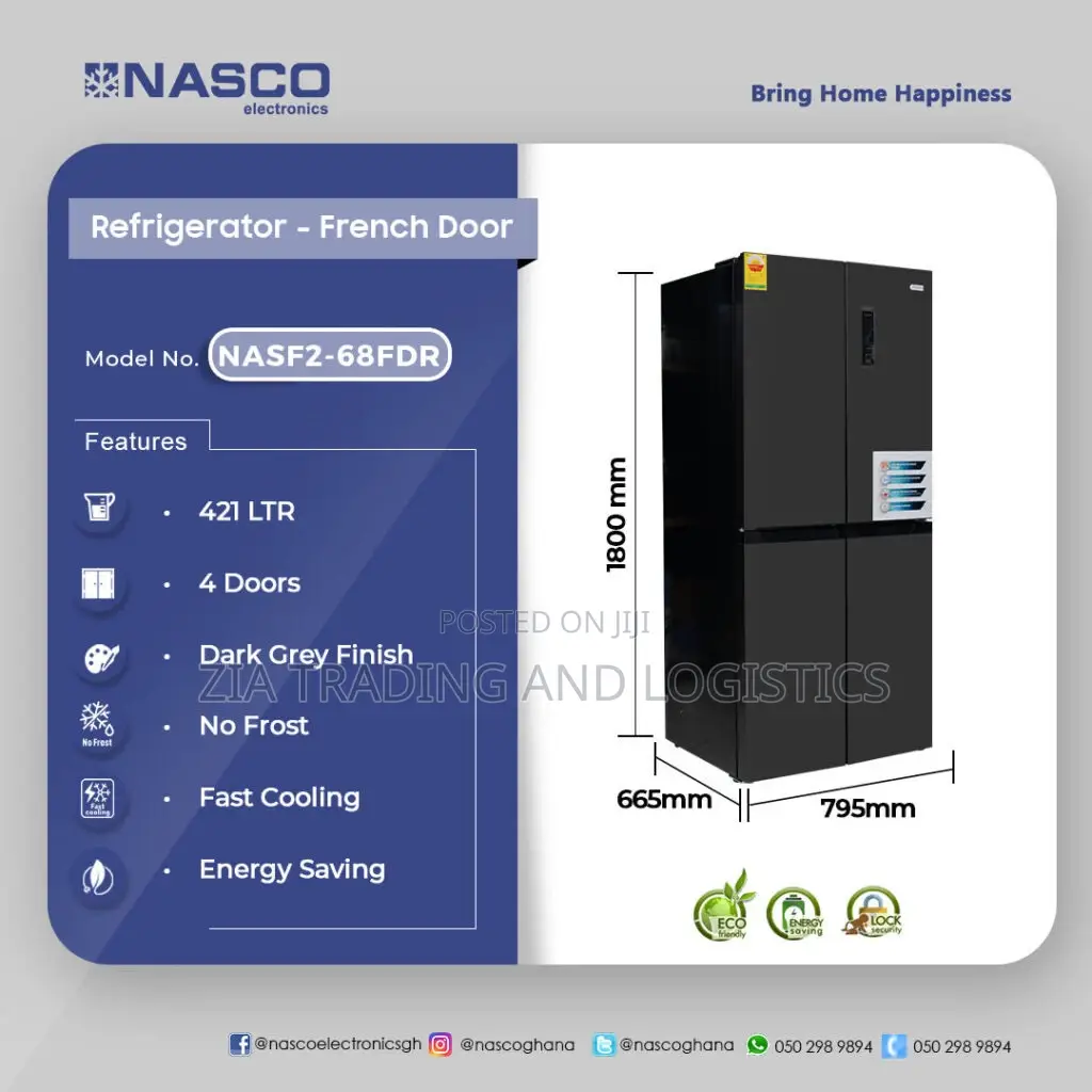 Nasco 421l French Door Refrigerator Nasf2-68fdr