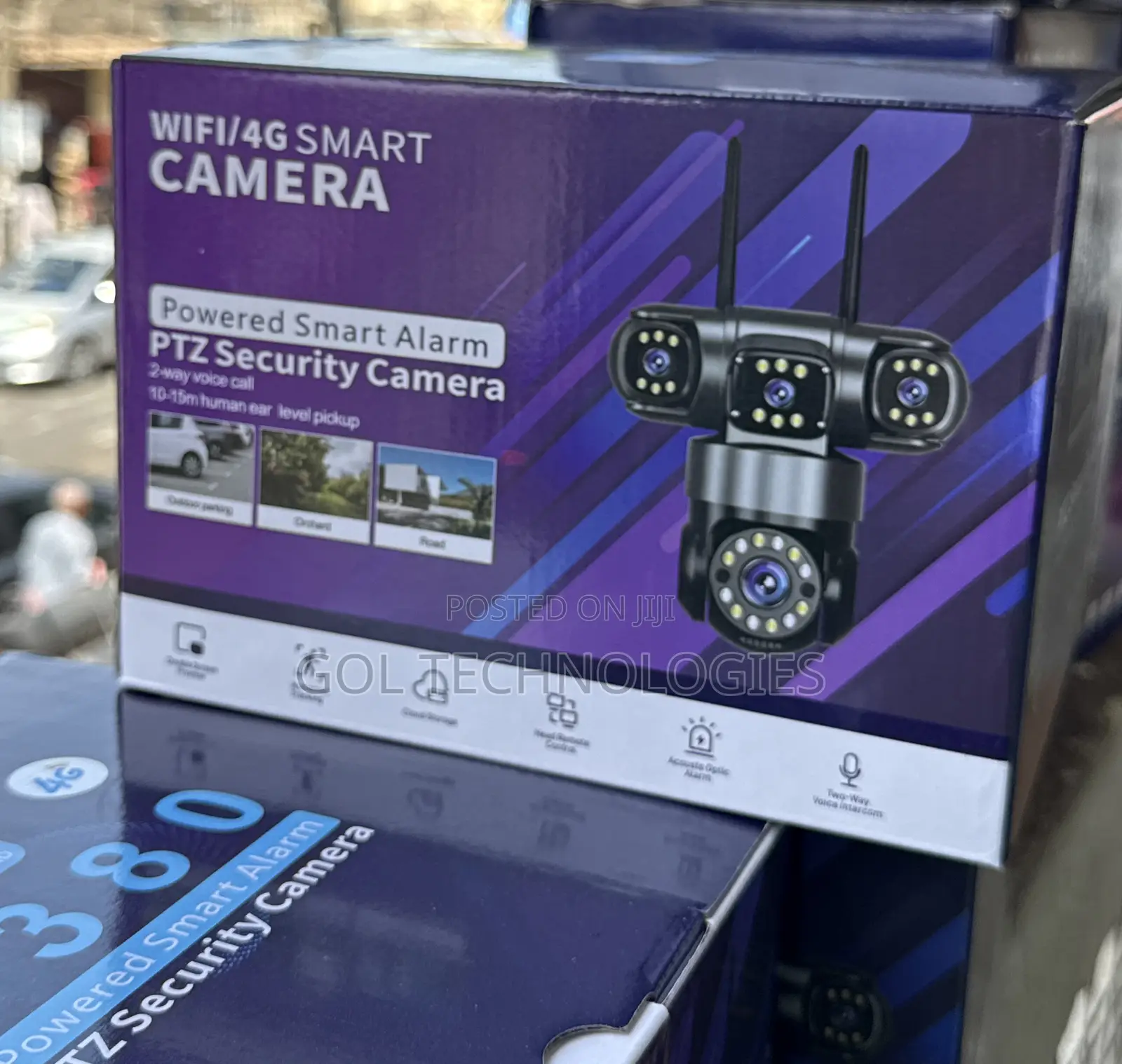 Wifi Snart Powered PTZ Security Camera With Motion Detection 3 Lens
