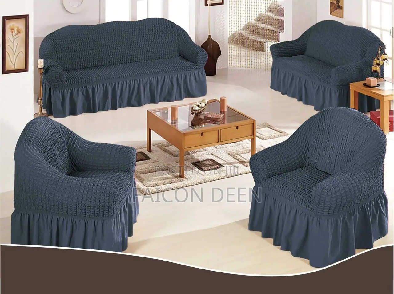Thick Luxury Top Notch Sofa Skirt Covers for Big Wide Sofas(Set Sold