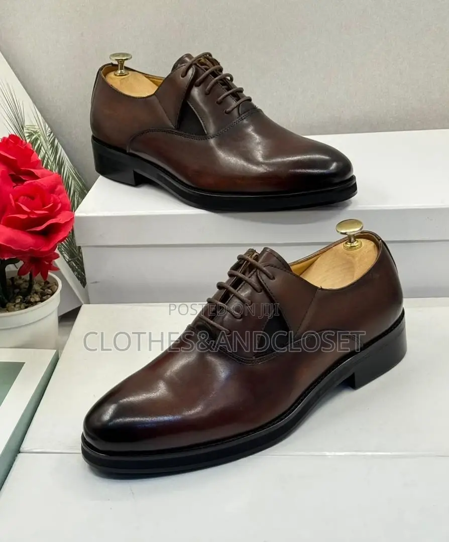 Brown Leather Men's Formal Oxford Dress Shoes.