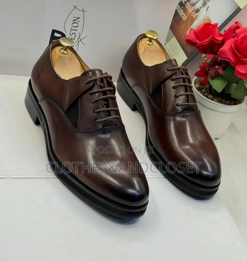 Brown Leather Men's Formal Oxford Dress Shoes.